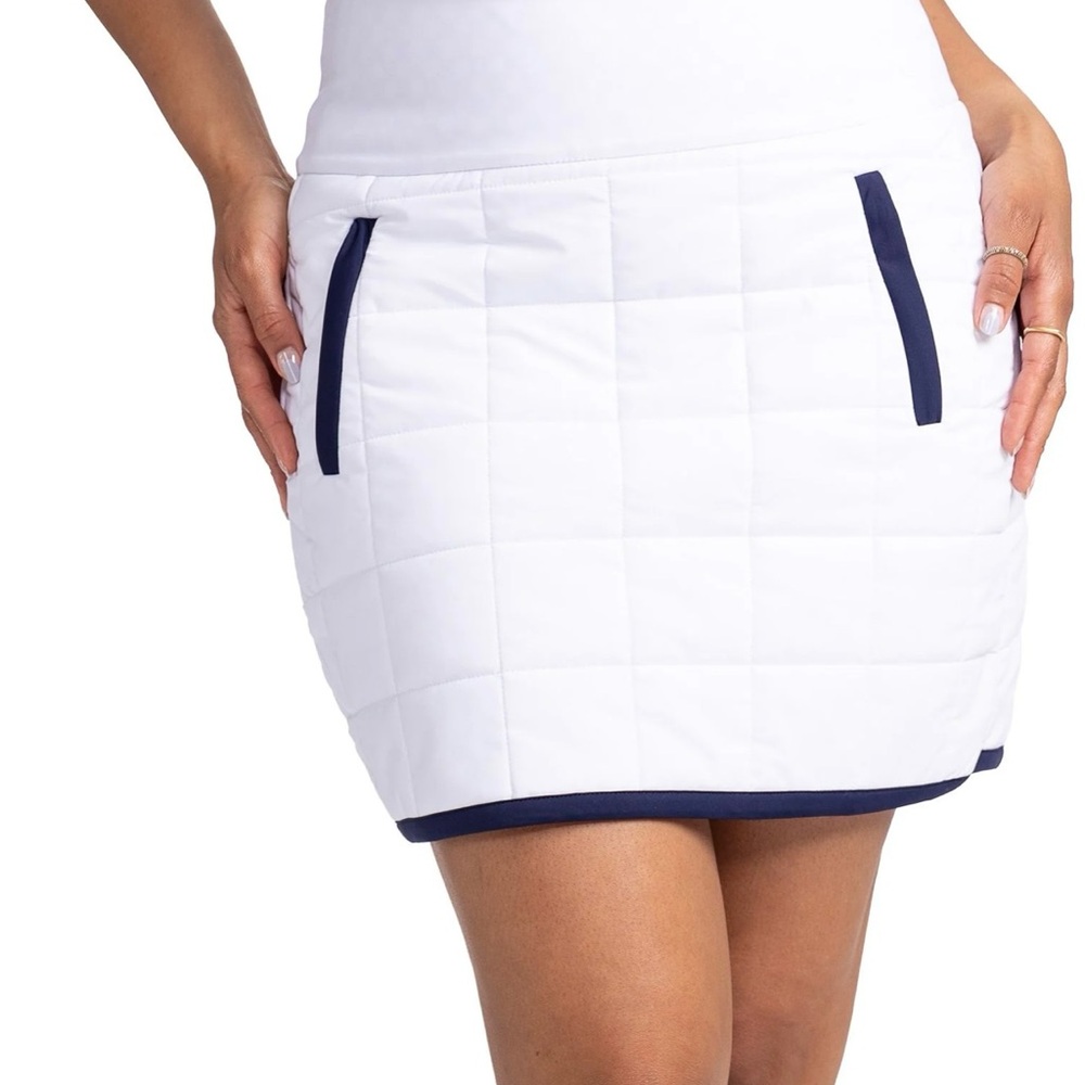 White Quilted Skirt with Navy Accents